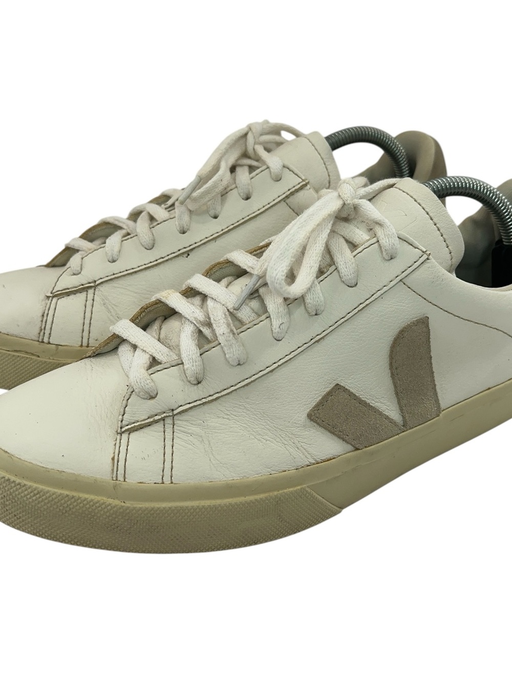 Veja Campo Leather Sneakers Shoes Mens Size 11 Lace Up Beige Suede Logo White